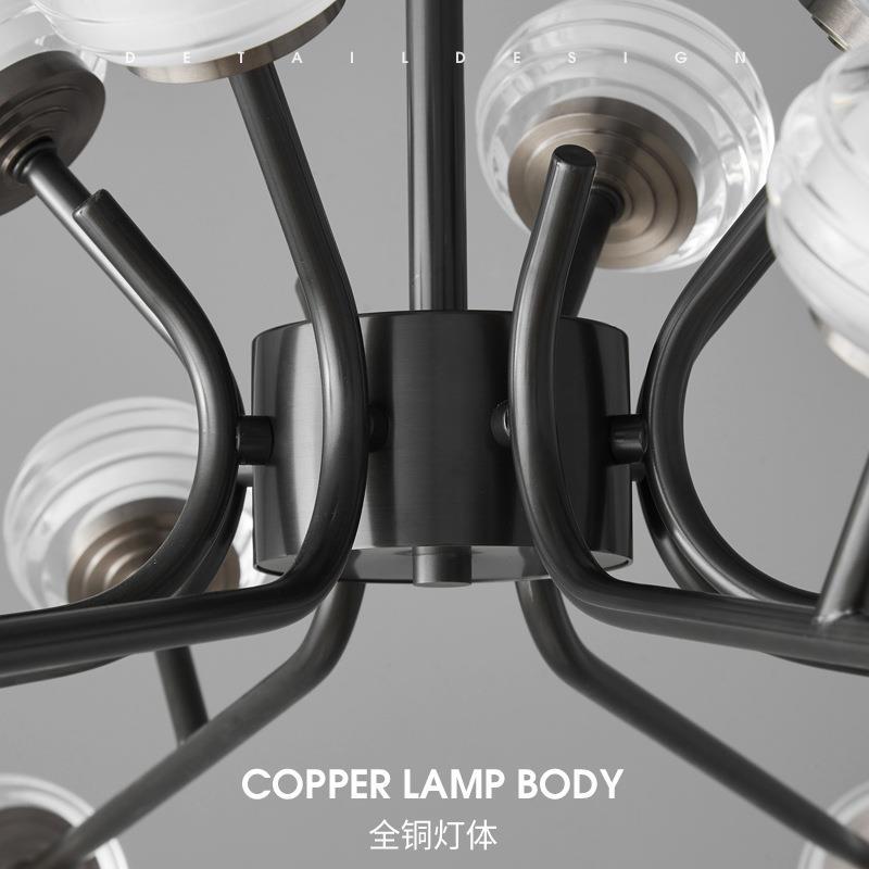 Zhongshan Factory Showroom Nordic Living Room Chandelier Modern Elegant All-Copper Light Luxury Internet Celebrity Molecular Lamp Creative Designer