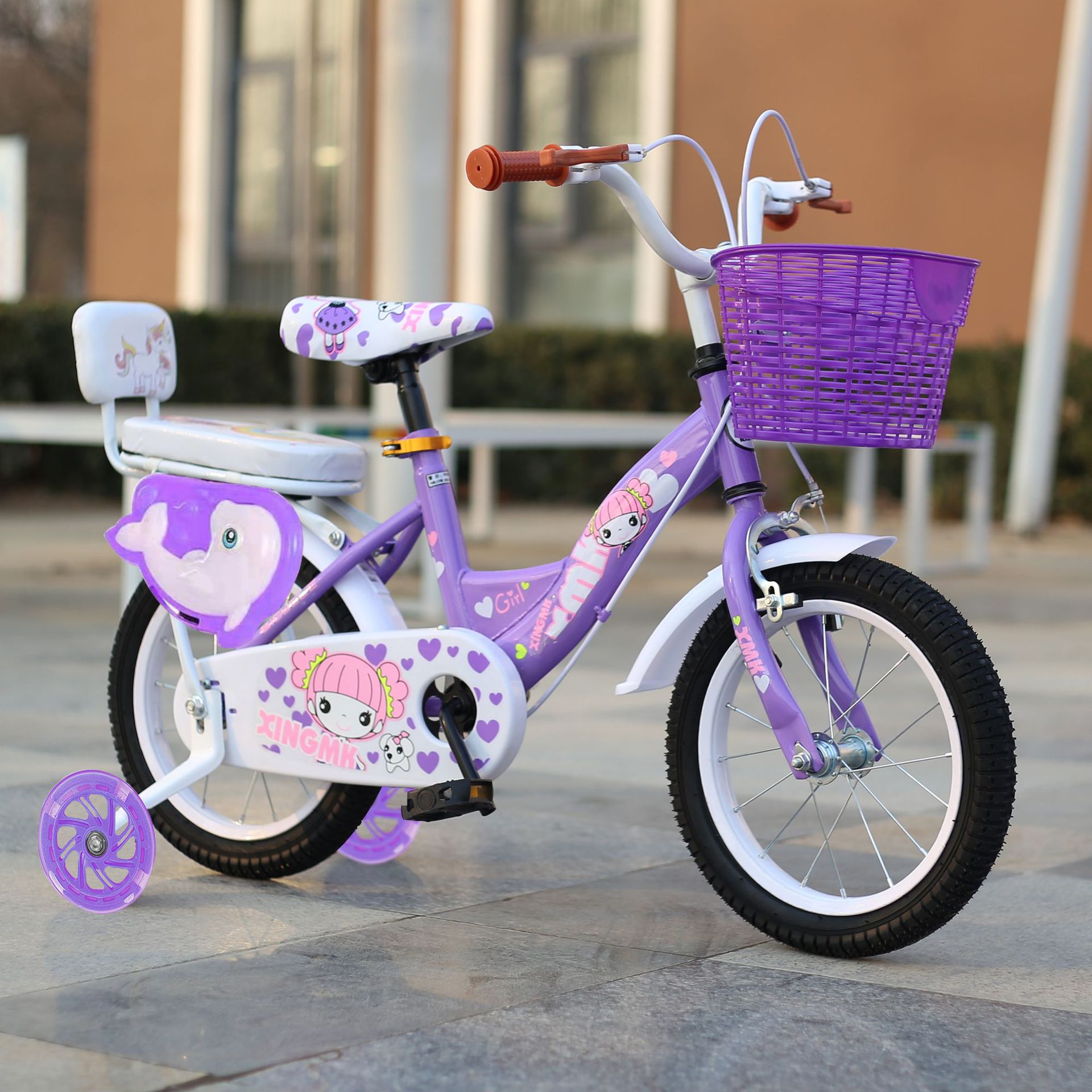 Children's Bicycle Princess Bicycle 12-14- 16-18inch Kidsren's Bicycle 3-5-7-9 Years Old Girl Bicycle Wholesale
