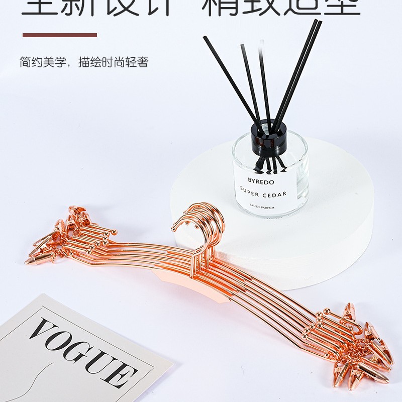 Metal Underwear Hanger Rose Gold Pant Clip Underwear Store Special Pants Hanger Clothes Support Underwear Rack Non-Slip Design
