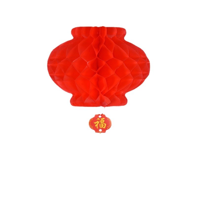 Plastic Paper Lantern Red Festive Honeycomb Small Lantern Hanging New Year Shopping Mall Opening Arrangement Supplies Folding Small Lantern