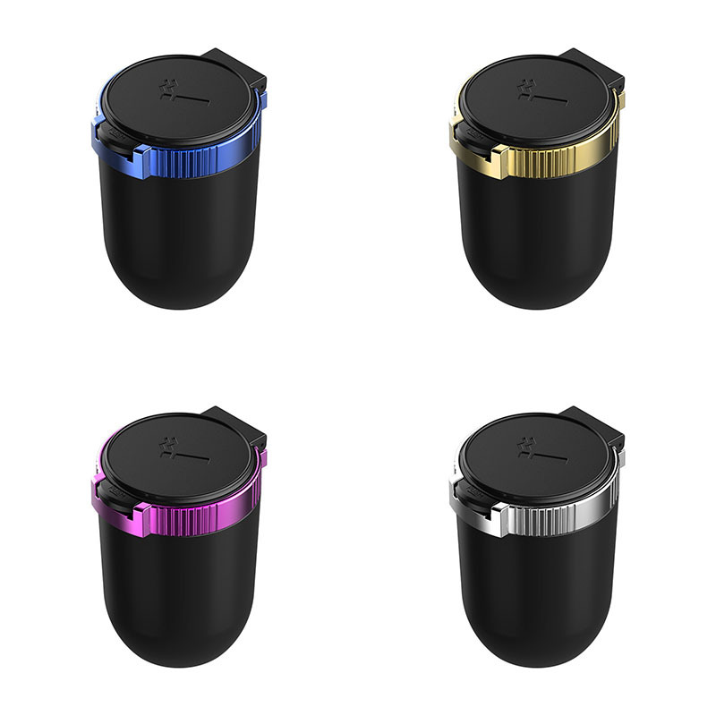 Car Ashtray Car Metal Flame Retardant Inner Tank Cigarette Tank Fly Ash Prevention with Cover LED with Light Car Ashtray