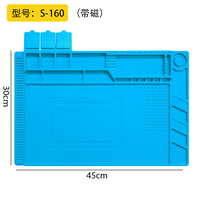 Mobile Phone and Computer Repair Workbench High Temperature Resistant Thickeneded Insulation Pad with Magnetic Anti-Static S160 Silicone Pad Wholesale