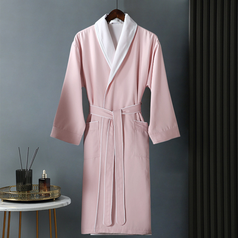Five-Star Hotel Bathrobe, Suitable for All Seasons, Double-Layered, Thickened, Water-Absorbent, Quick-Drying, Adult Women's and Men's Couple's Nightgown