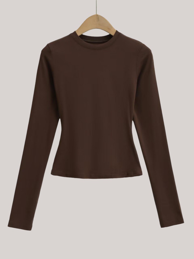 Latte Girl Yoga Wear Women's Long Sleeve T-Shirt Slim Fit Sports Fitness Top Breathable Modal Base Layer