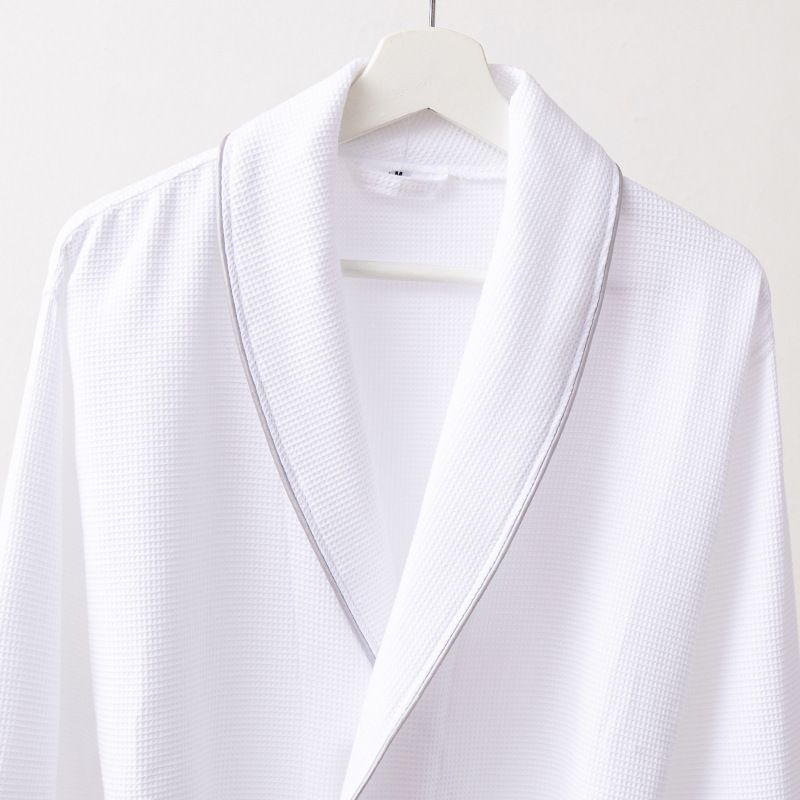 Honeycomb Waffle Bathrobe Hotel Homestay Four Seasons Cotton Bathrobe Couple's Home Clothes Absorbent Sweat Steamed Nightgown for Men and Women