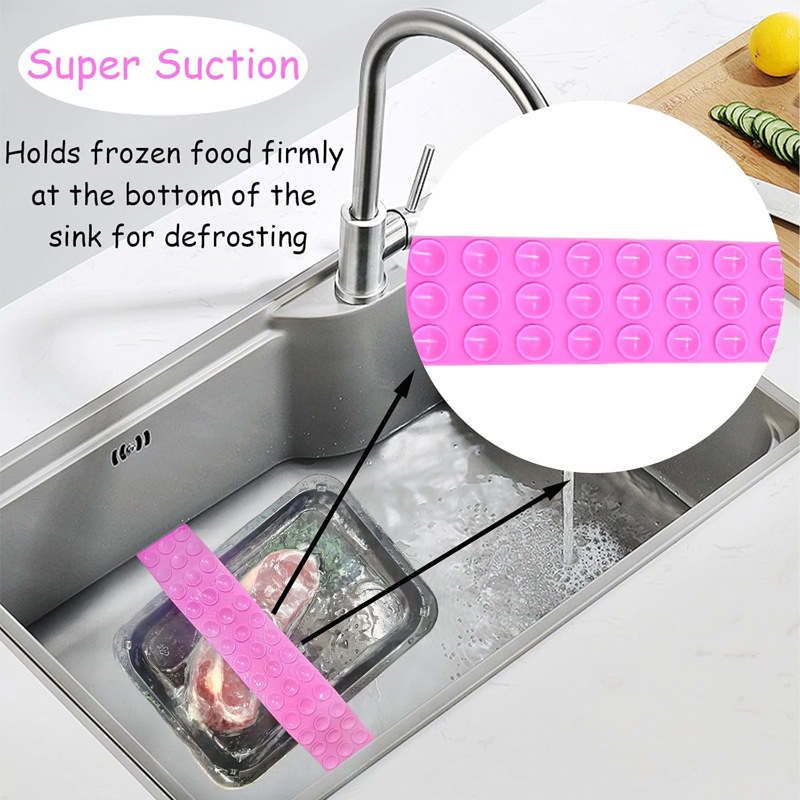 Cross-border new thawing belt silicone sink thawing fixing belt super suction cup to prevent floating silicone thawing belt