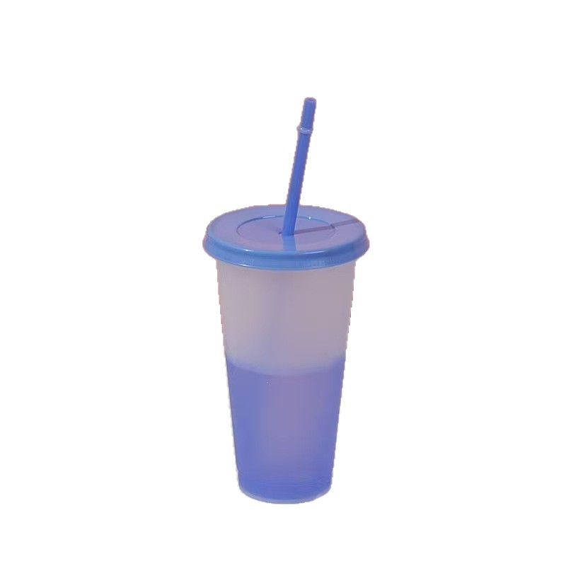 Factory Direct Cross-Border Pp Temperature-Sensitive Color-Changing Cup Large Capacity Plastic Water Cup 24oz Straw Cup