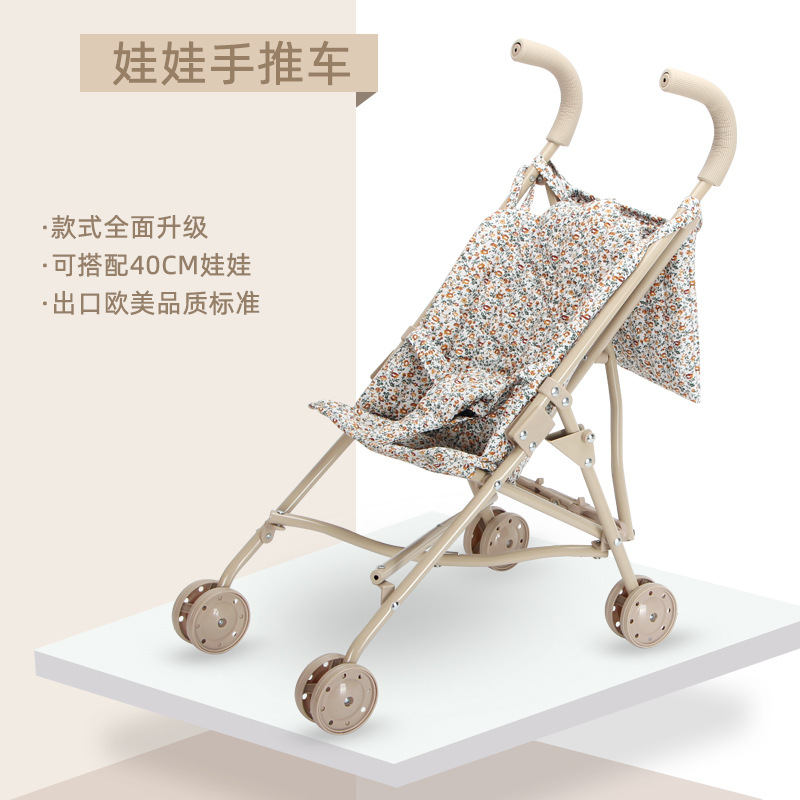 Винтажный игрушечный артефакт для прогулки малыша в северном стиле, милая маленькая цветочная кукольная коляска, симуляция детской коляски