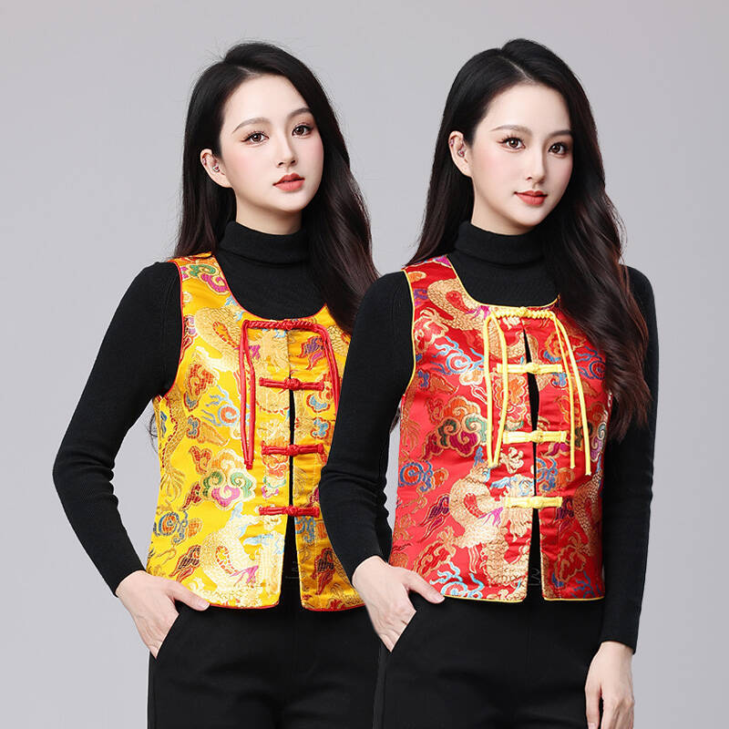 Новый китайский стиль жилет из жаккарда Yunjin для женщин весна-осень новый ретро жилет с пряжкой-YM2505
