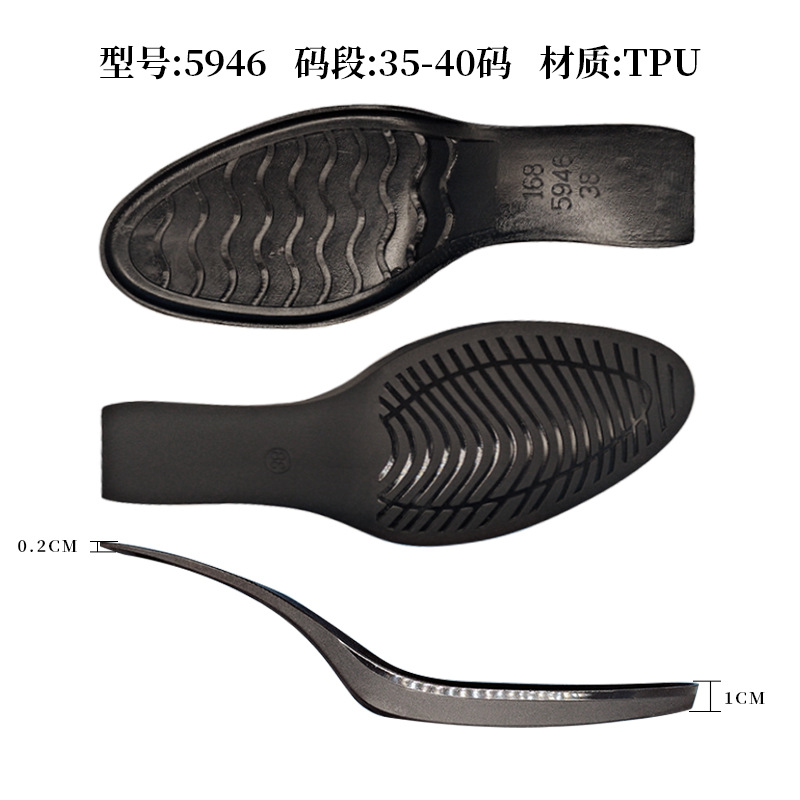 Manufacturer Wholesale Direct Sales Tpu Material Waterproof Platform Sole Non-Slip Round Toe Women's High Heels Forefoot Combination Sole