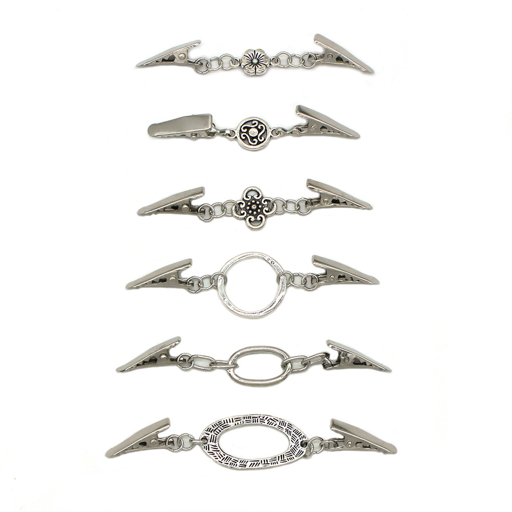 TEMU hot sale sweater clip ladies retro alloy pearl chain all-match shirt collar clip anti-light brooch wholesale