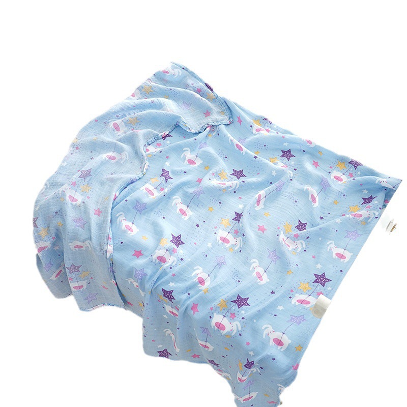 Newborn quilt foreign trade wholesale cartoon printed gauze bamboo cotton wrap towel infant gauze bag single air conditioning quilt