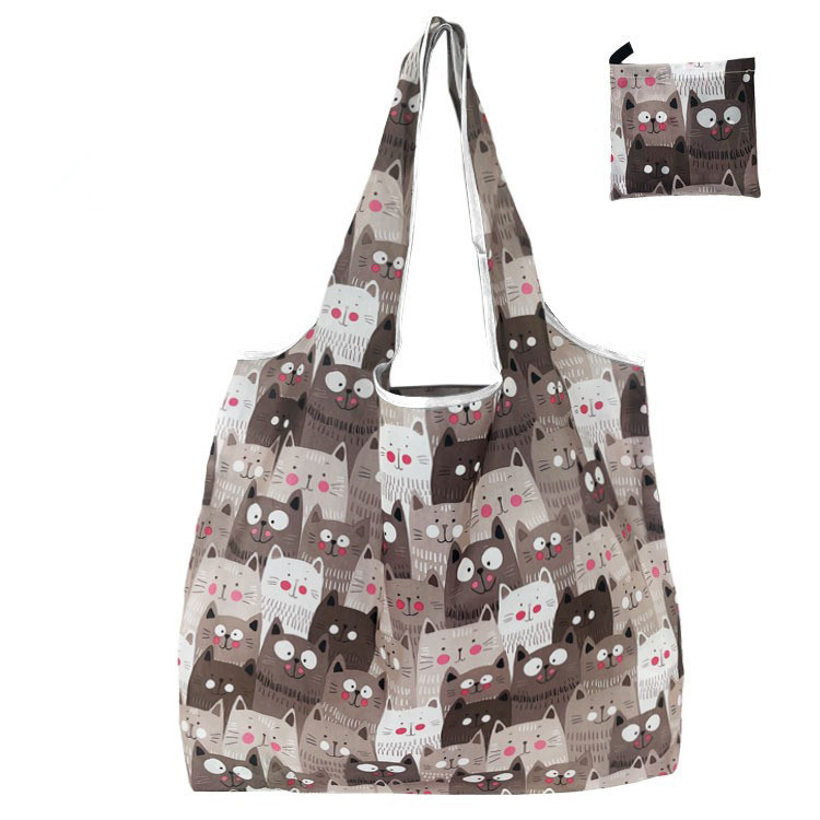 in stock new large 190T printed fabric folding shopping bag manufacturers wholesale polyester bag advertising gift bag