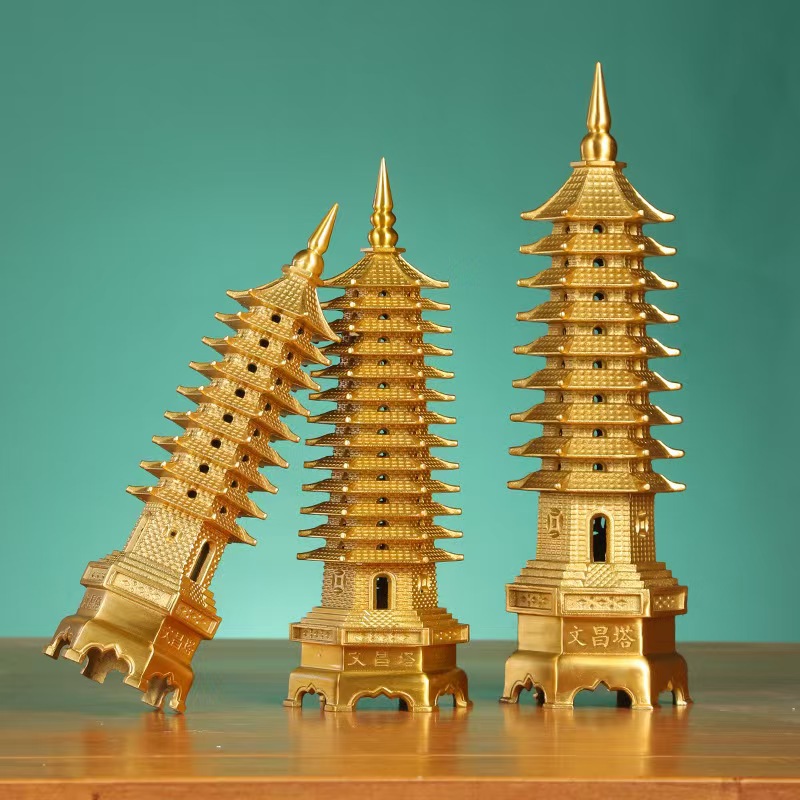 Wholesale Brass Wenchang Tower Machine-Pressed Weighted and Thickened Wenchang Tower in Various Specifications of Nine-Story and Thirteen-Story Copper Wenchang Tower
