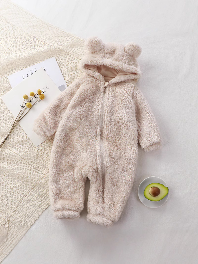 Baby Jumpsuit Winter Newborn Warm Crawling Suit Baby Plush Outer Coverall Kidsren's Pajamas Bear Harem
