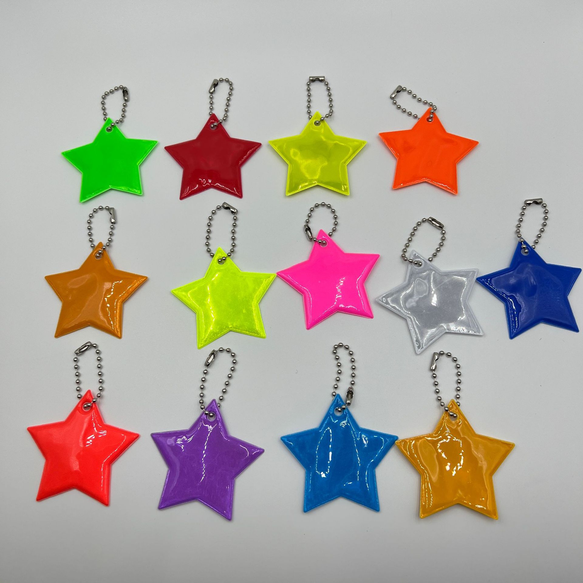 36 Colors Reflective Pendant Pvc Five-Pointed Star Customizable Logo Keychain Night Pendant School Bag Accessories X