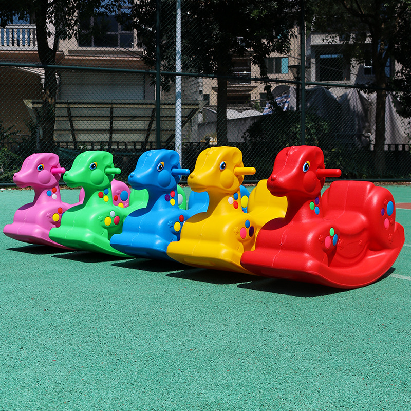 Kindergarten Trojan Horse Children's Rocking Horse Anti-fall Plastic Rocking Horse Anti-rollover Baby Outdoor Toys