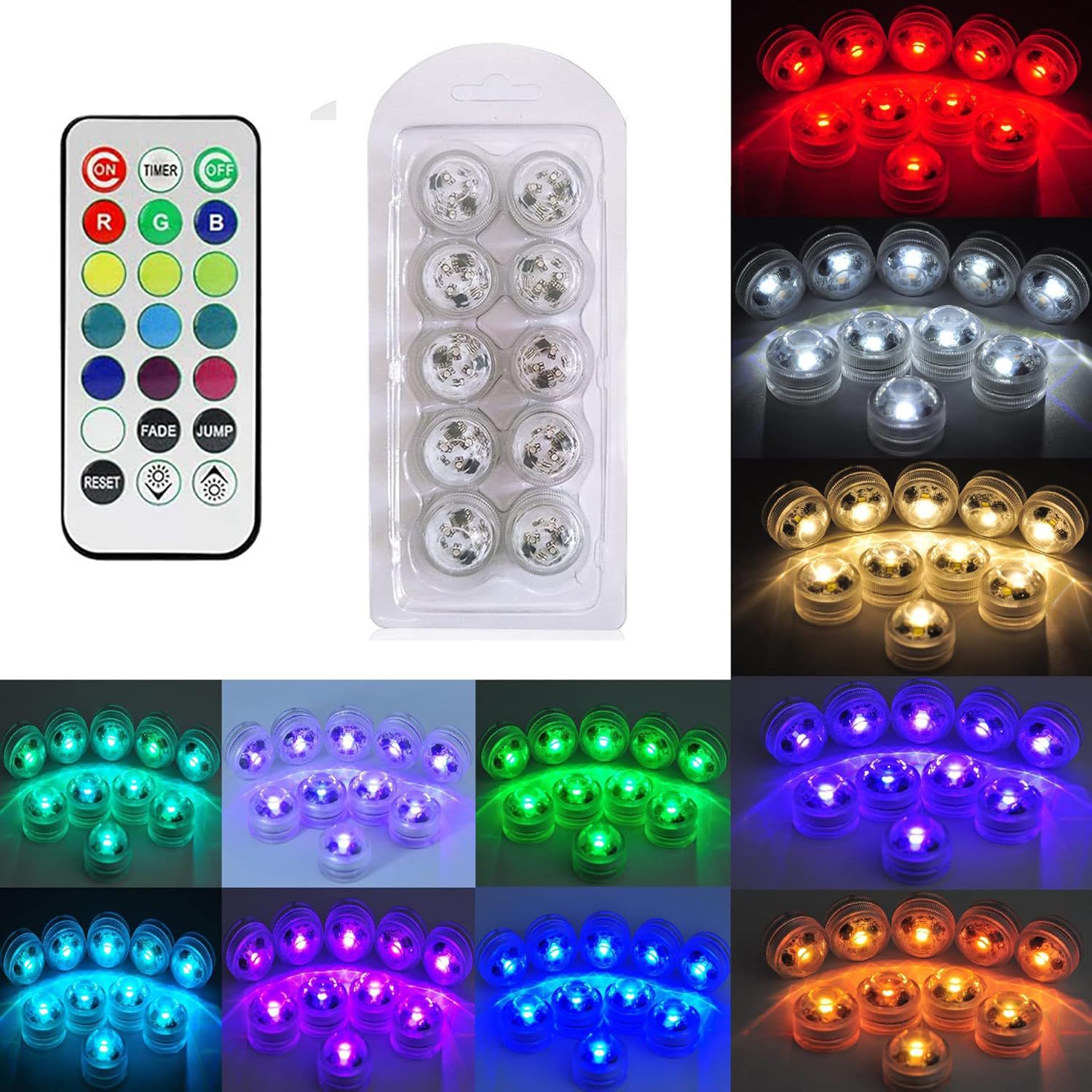 Underwater Light Led Diamond Colorful Light Remote Control Diving Light Pool Light Fountain Light Fish Tank Light Vase Light Candle Light