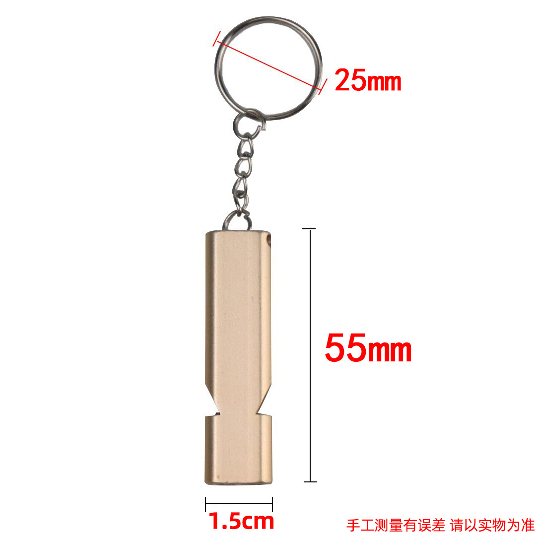 Cross-Border Flat Aluminum Alloy Dual-Frequency Survival Whistle Dual-Tube Outdoor Survival Whistle Equipment Edc Tool