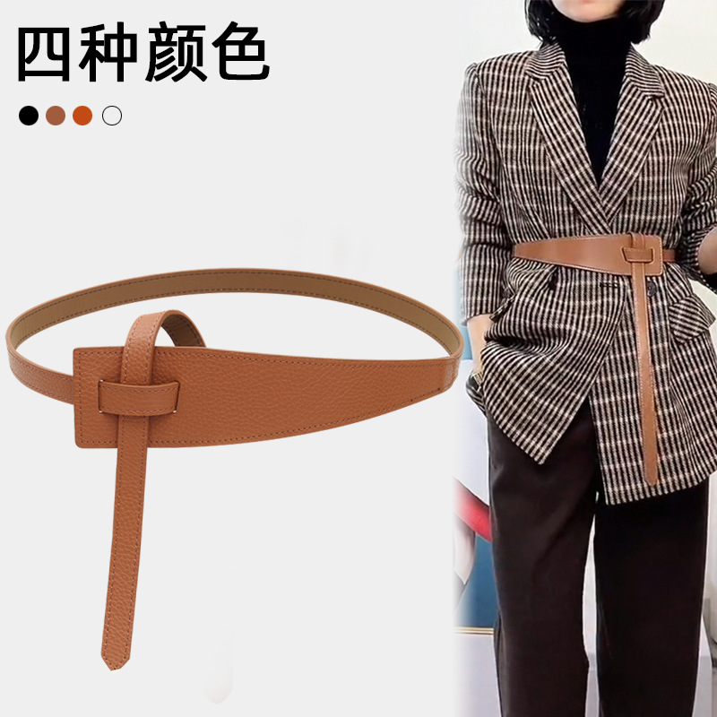 Женский декоративный свитер с поясом, широкий пояс, верхняя одежда, комплект с платьем, пояс на талии, универсальный стиль, широкий