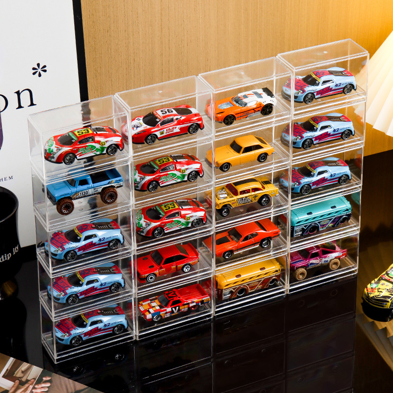 Коробка для хранения Hot Wheels, прозрачная, пылезащитная, штабелируемая, для детских моделей автомобилей Alloy Tomeka