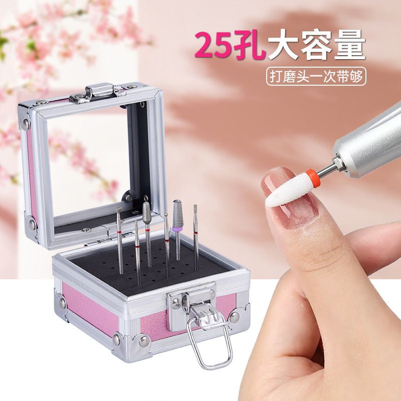 Кросс-бордовая коробка для хранения насадок для полировки ногтей, портативный инструментальный ящик, настольный органайзер, стойка для инструментов