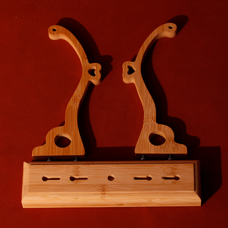 Factory wholesale bamboo fan rack bride base antique long handle fan rack raised group fan bracket wooden fan seat