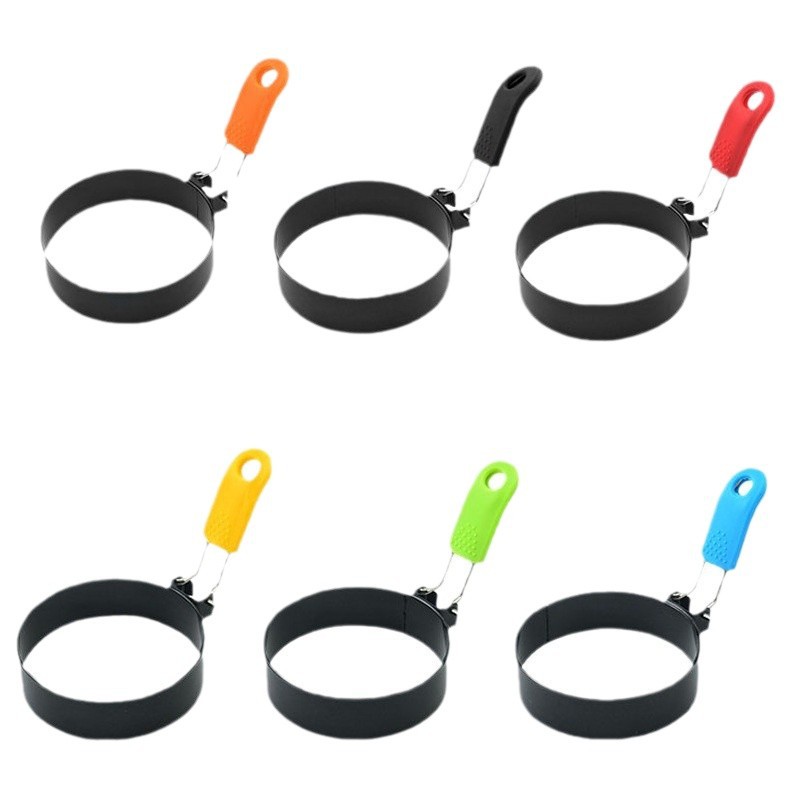 430 stainless steel round omelette silicone sleeve handle egg ring omelette model pancake mold omelette ring