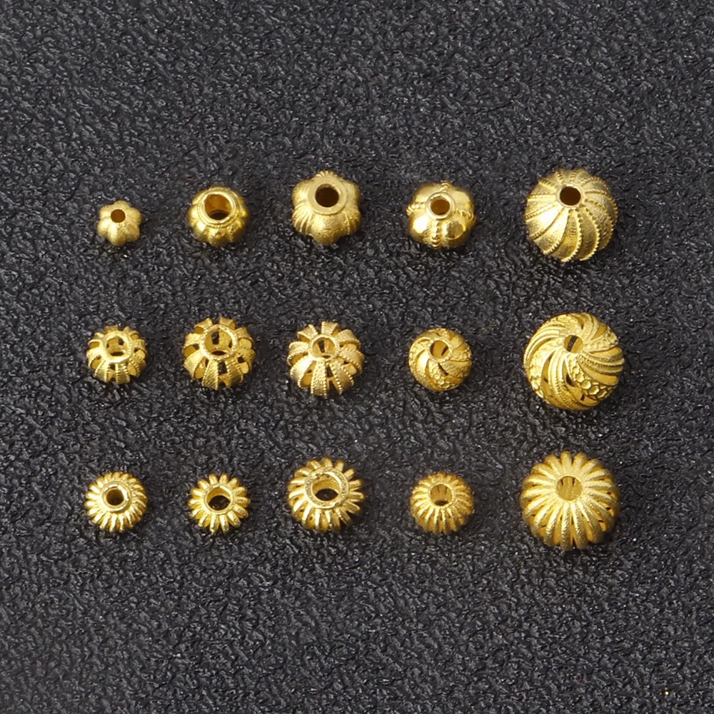 18K Ancient Gold Pumpkin Beads Lantern Beads Corrugated Beads Lace Cut Out Beads Loose Beads DIY Bracelet Necklace Bead Accessories