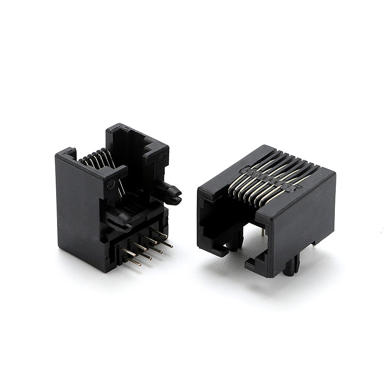 RJ45 53A 8P8C black vertical plastic shell 8 core crystal head network socket