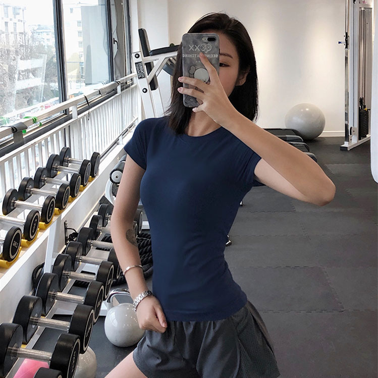 Sports top women's thin slimming short sleeve quick-drying running T-shirt Slim fit yoga clothes half sleeve short new summer