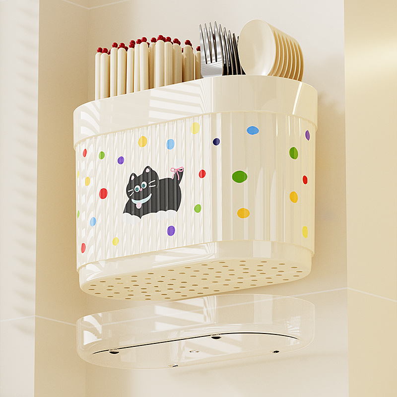 Chopstick Storage Box for Home Use, High-End 2025 New Model Chopstick Holder, Kitchen Storage Draining Rack, Spoon and Chopstick Holder, Wall-Mounted