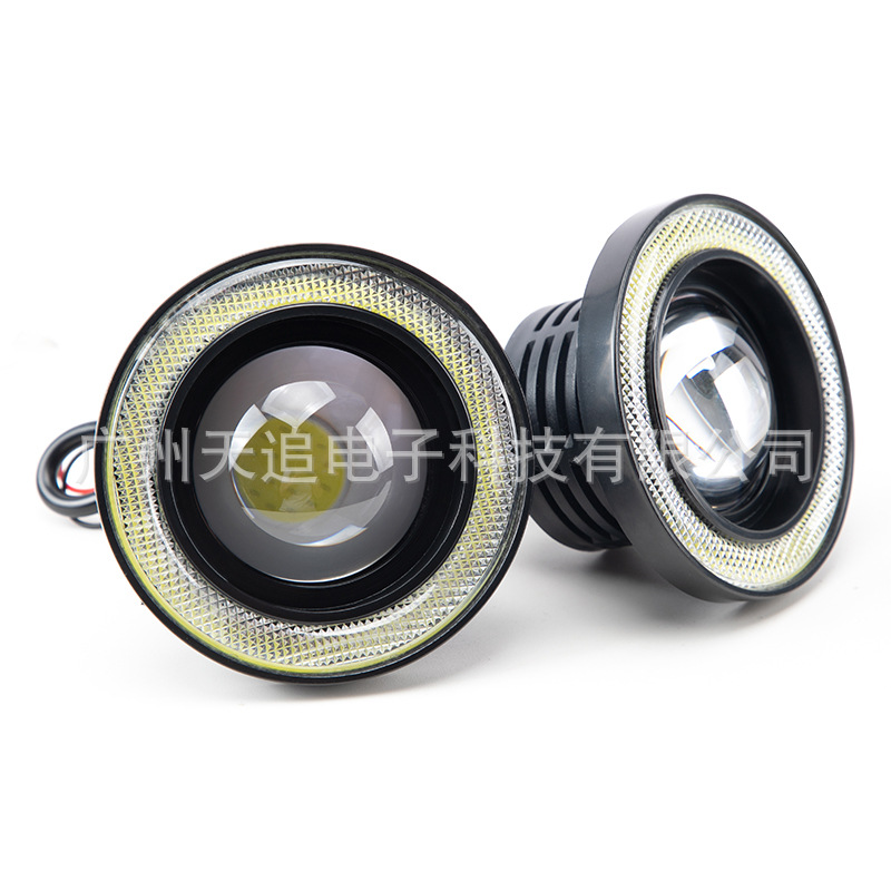Tianzhu Car Led Fog Light 89mm with Cob Angel Eyes Bull's Eye Fog Light Modified Fog Light Daytime Running Light 3.5inch