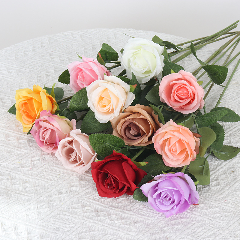 Artificial flannelette rose artificial fake flower Valentine's Day wedding decorative flower rose wall waterfall wholesale