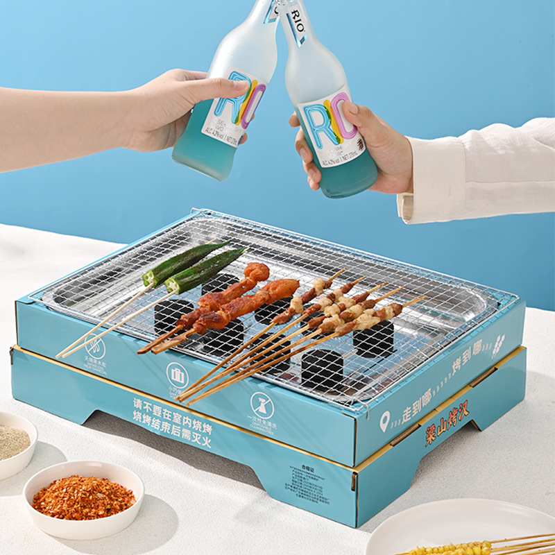 Outdoor Disposable Barbecue Stove Household Charcoal Barbecue Set Barbecue Skewers Stove Barbecue Portable