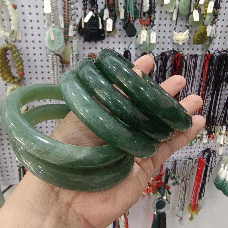 Браслет из натурального нефрита с дефектами TXY55, цвет горького чая, зеленый лед, оптовая продажа от производителя