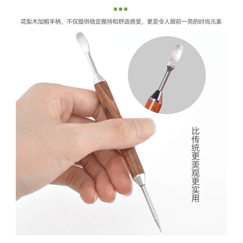 Factory direct supply flower needle coffee flower needle stainless steel flower pen fancy professional crochet needle carved needle wooden handle