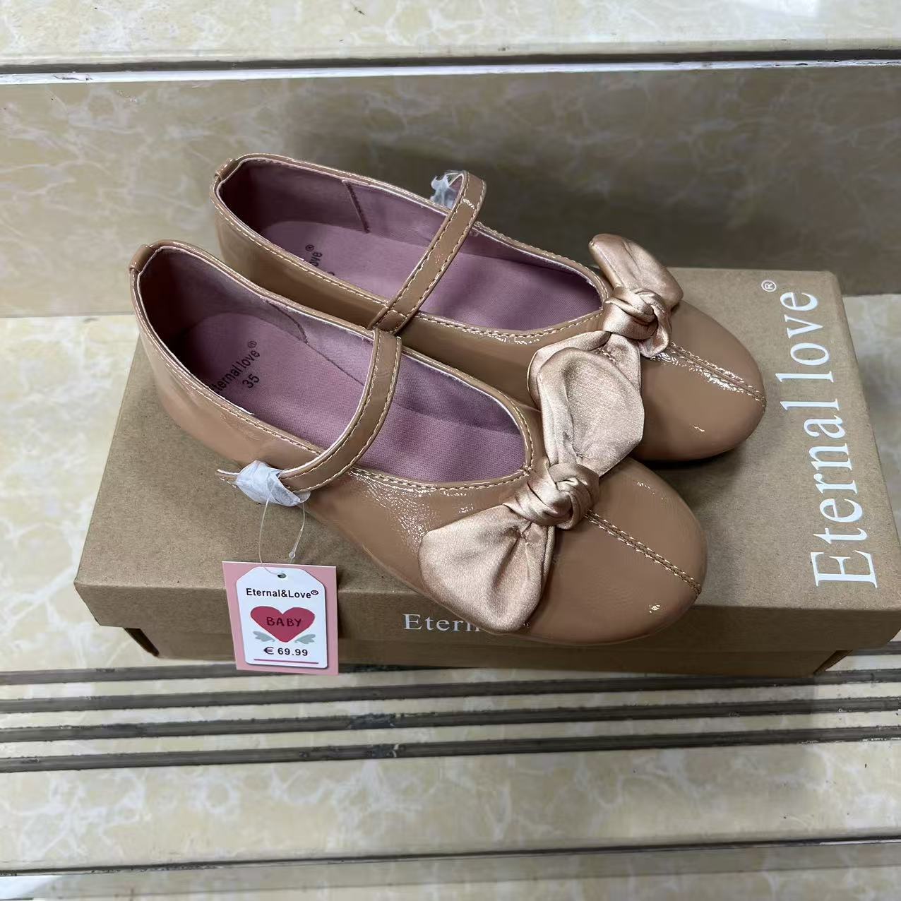 Baby Girls' Fashionable Soft-Soled Bow-Knot Round-Toe Stylish Versatile Flat Shoes