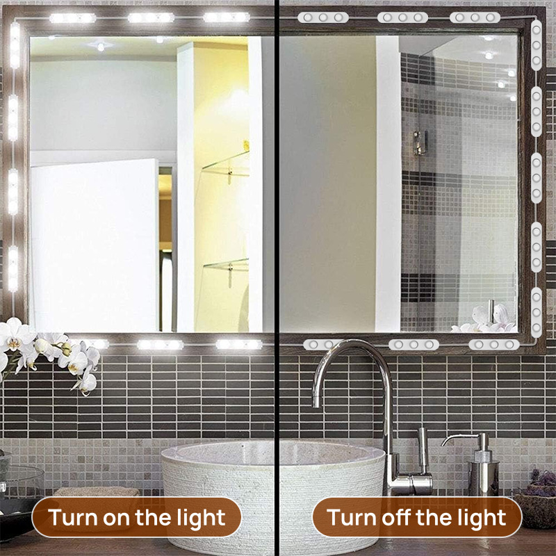 Makeup lamp usb three-color dimming self-adhesive mirror cross-border makeup mirror bulb Hollywood mirror headlight source manufacturer