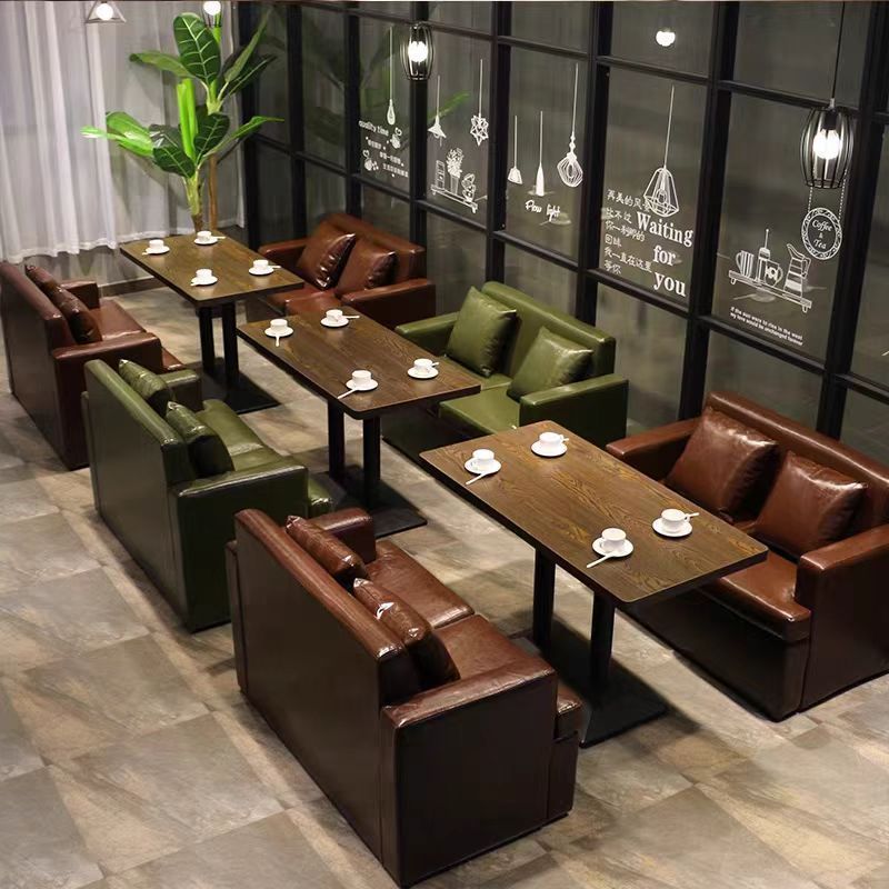 Cafe Table and Chair Combination Theme Western Restaurant Bar Bar Table and Chair Dessert Milk Tea Shop Snack Bar Booth Sofa