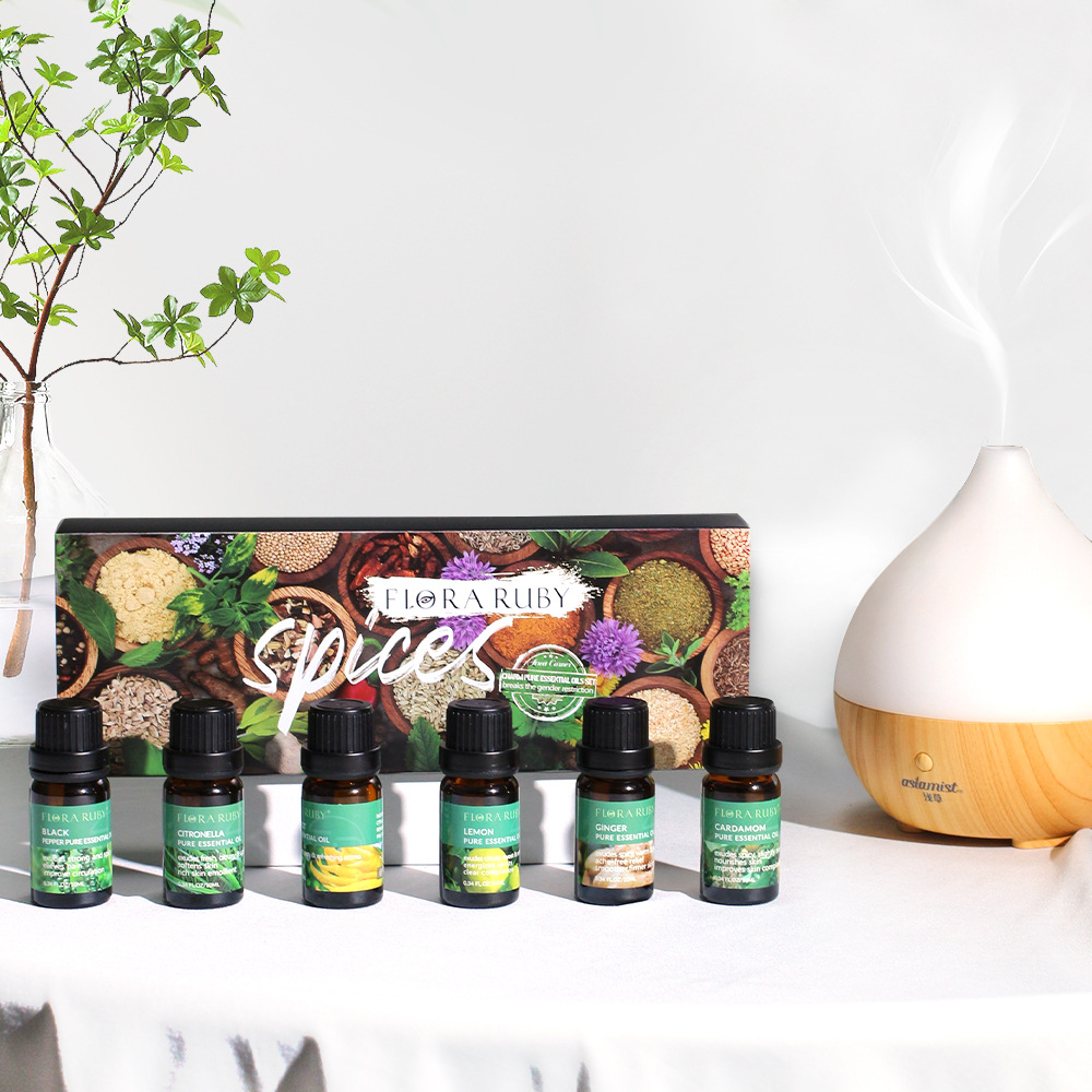 Plant skin care aromatherapy essential oil suit aromatic long-lasting odor removal six bottles single pure essential oil cross-border wholesale