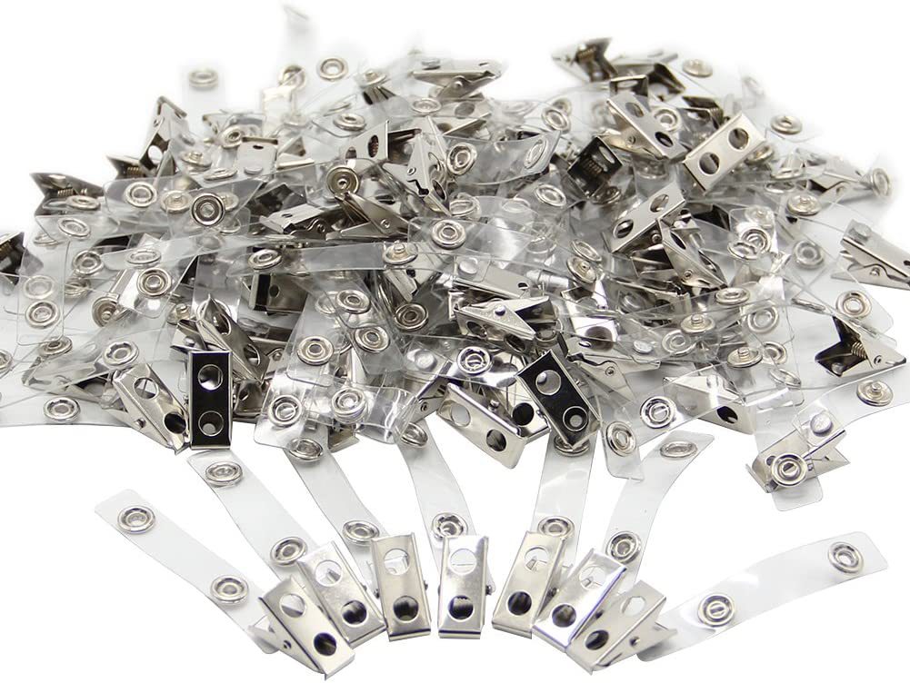 Certificate factory license clip metal badge clip double hole metal badge clip and transparent PVC band for badge clip