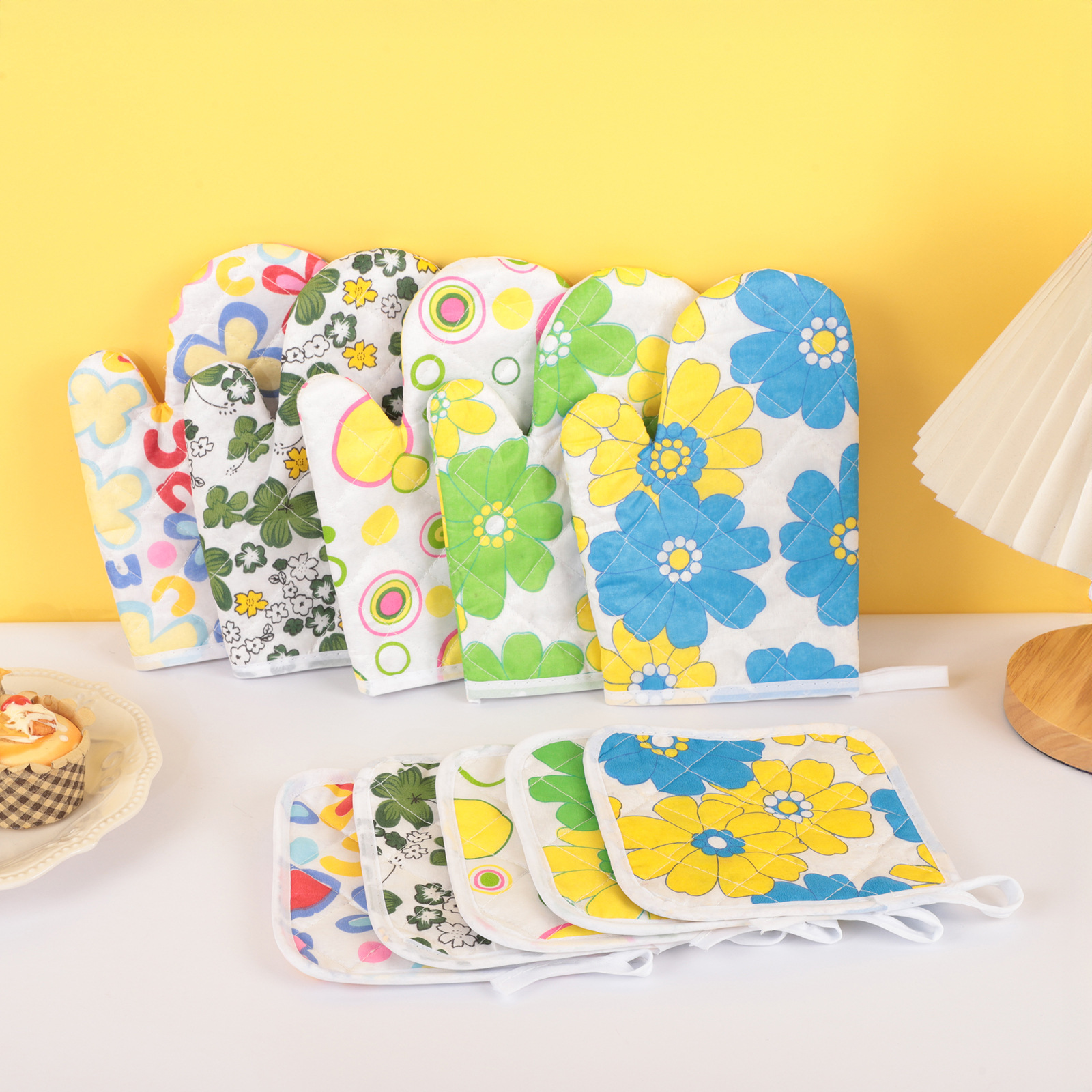 Перчатки для выпечки с изоляцией, утолщенные, жаропрочные, с цветным узором, в наличии