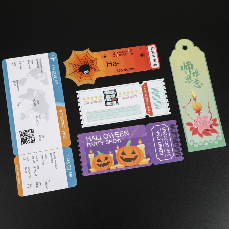 Индивидуальные билеты в виде мультяшного самолета, изготовленные на заказ закладки, асимметричные карточки с печатью от производителя, входные билеты, простой стиль