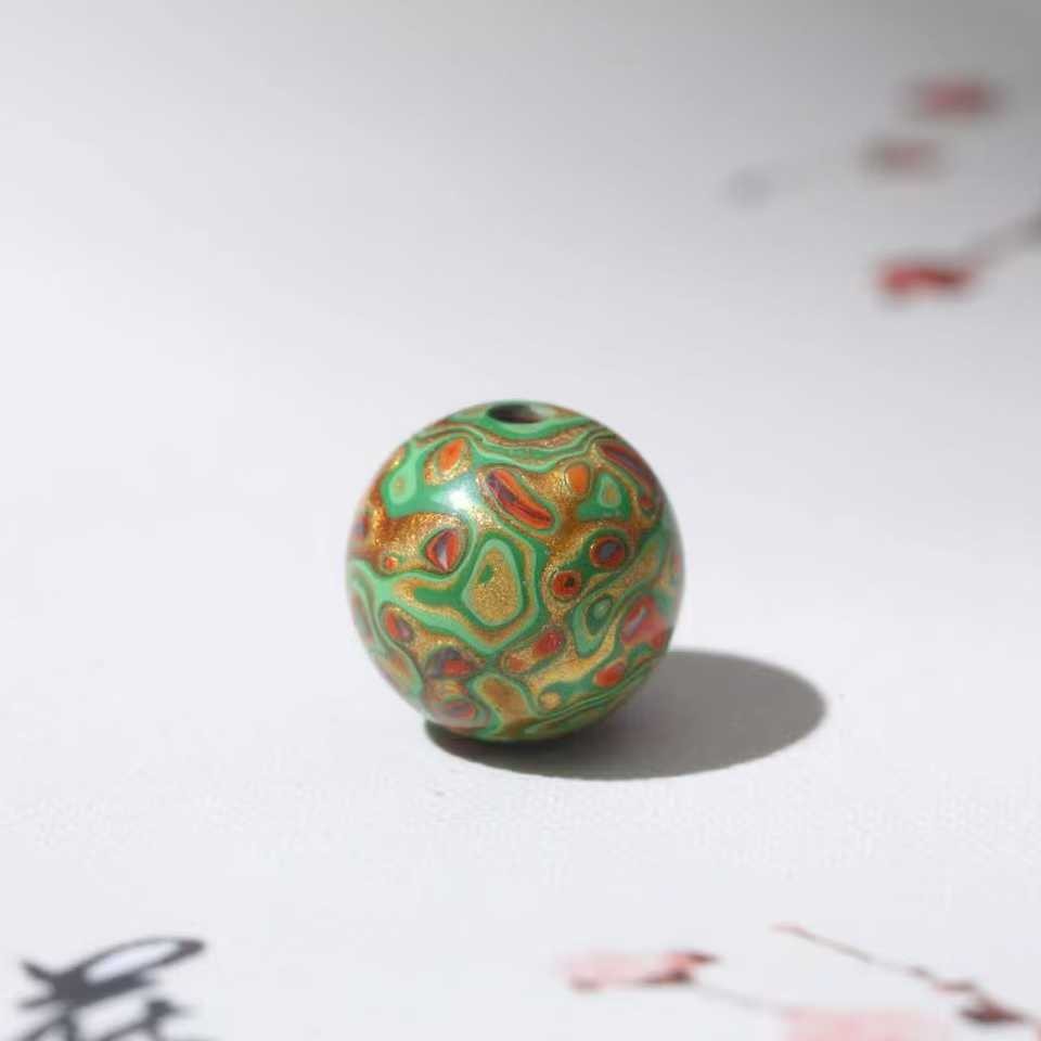 Lacquer Beads 10mm Mother-Of-Pearl Loose Beads Manufacturer Wholesale Cultural and Artistic Lacquerware Bracelet Single Beads Buddhist Beads DIY Multi-Treasure Accessories