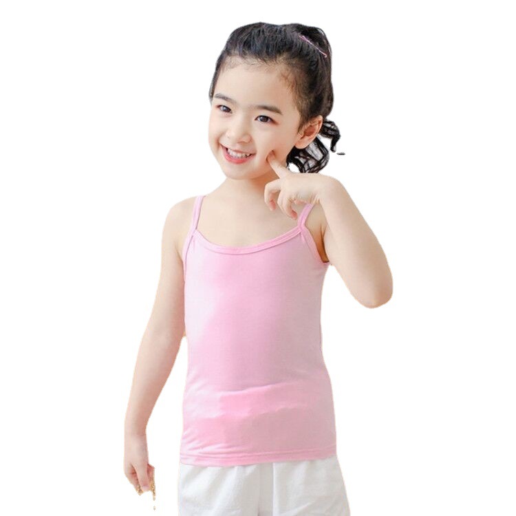 Girls Camisole Moore Summer Thin Baby Kidsren's Bottoming Intimates Little Girl Sweatshirt Medium and Large Kidsren White