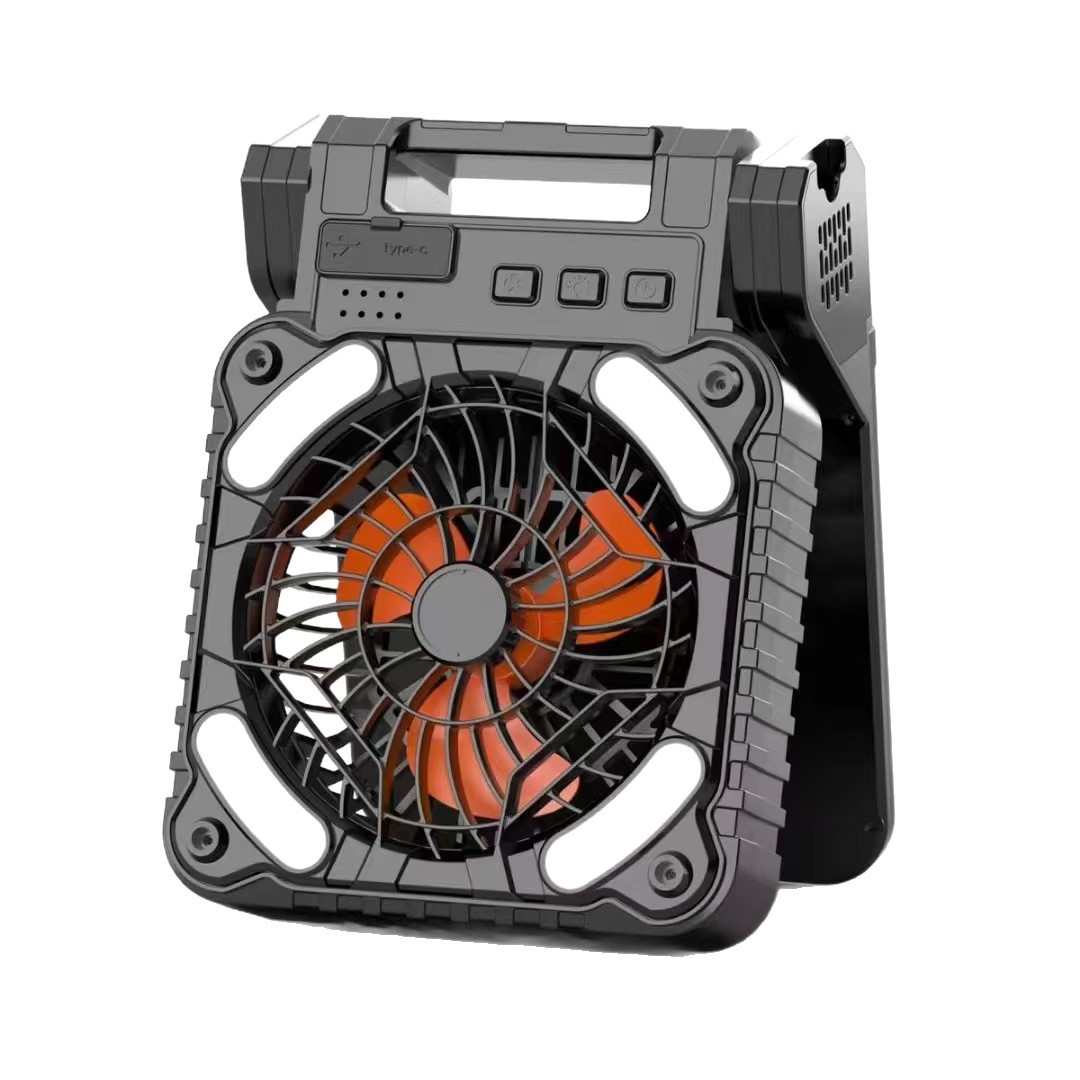 Cross-Border Private Model Camping Style Solar Fan Foldableable USB Charging Outdoor Fan Desktop Fan Can Be Used for Charging