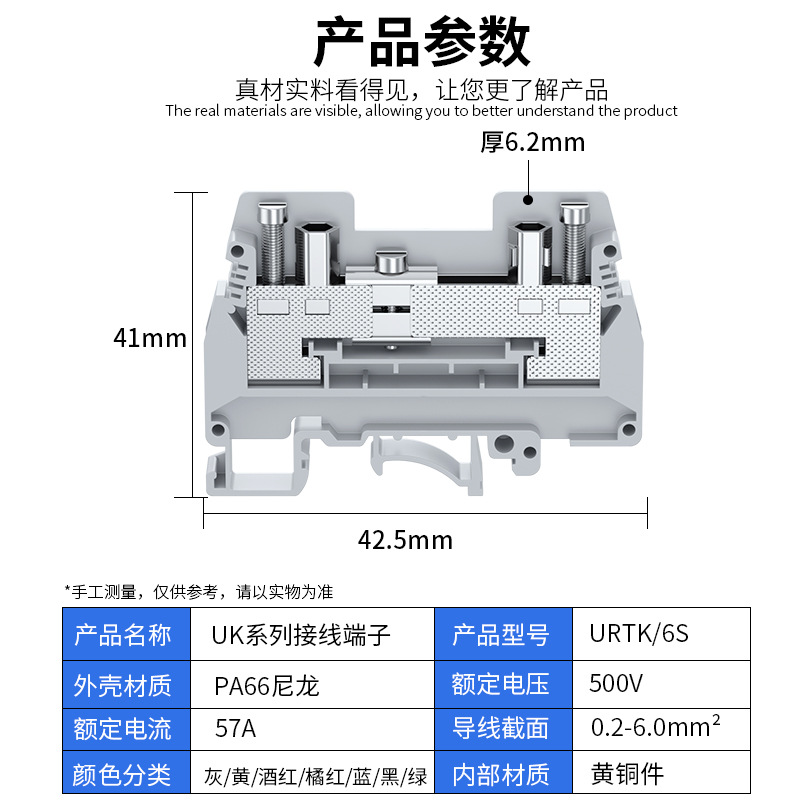 Factory direct UK6S rail type current terminal strip URTK/6S current test terminal