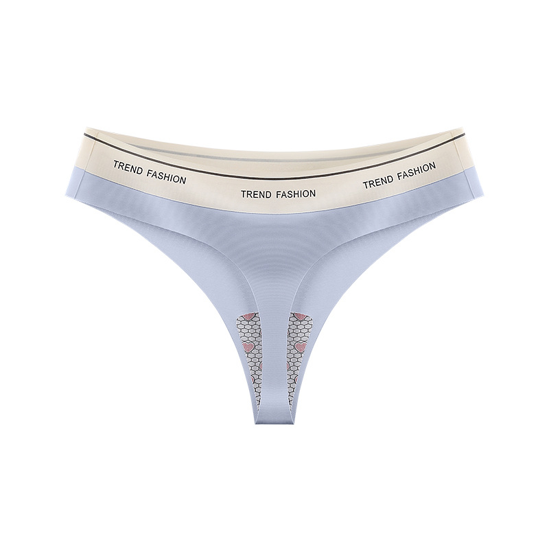 Ice Silk Thong Women's Sports Fitness Yoga Seamless One-Piece Pure Cotton Antibacterial Crotch Sexy Mid-Waist Women's Underwear