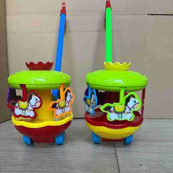 Children's Hand Push Toy Baby Walker Push Push Street Stall Toy Hand Push Carousel